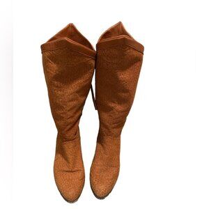 Vintage Italian Brown Leather Mid-Calf Boots Womens Size 8.5